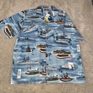 Kalaheo Men’s XL Hawaiian Pearl Harbor Short Sleeve Shirt Button Up NWT